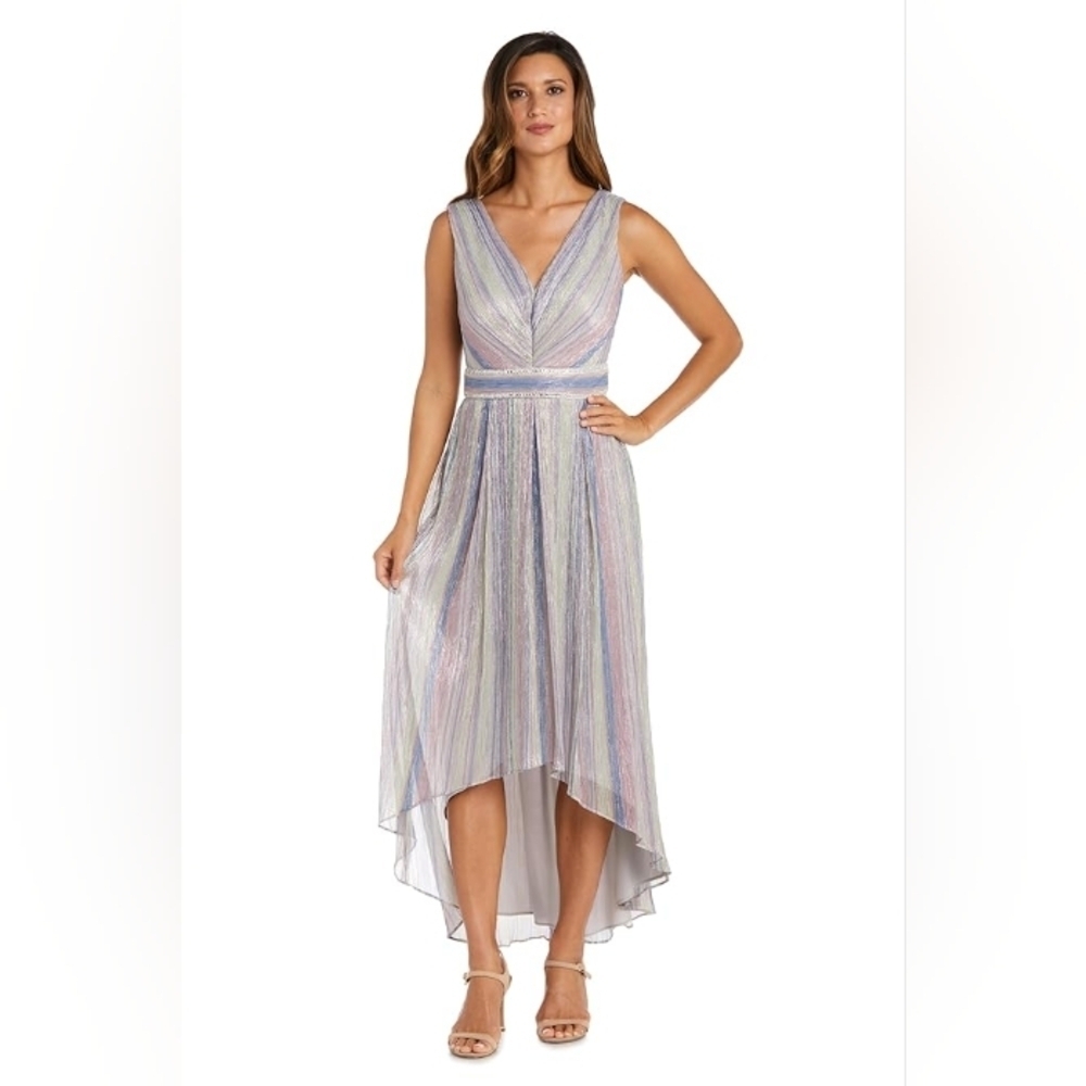 R & M Richards Pastel Striped High Low Dress
